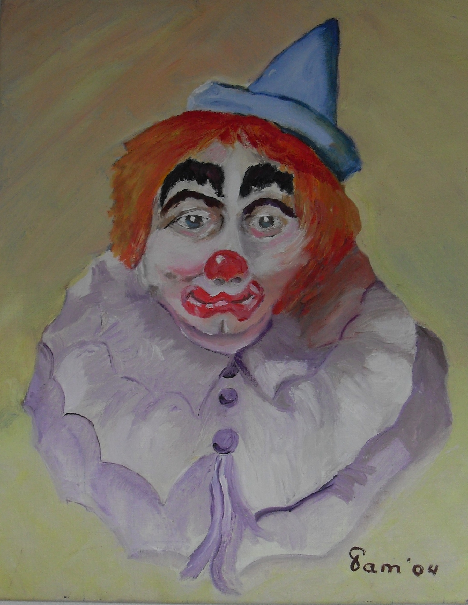 265-Clown met blauwe muts