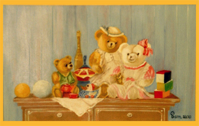 Kastje met speelgoed.